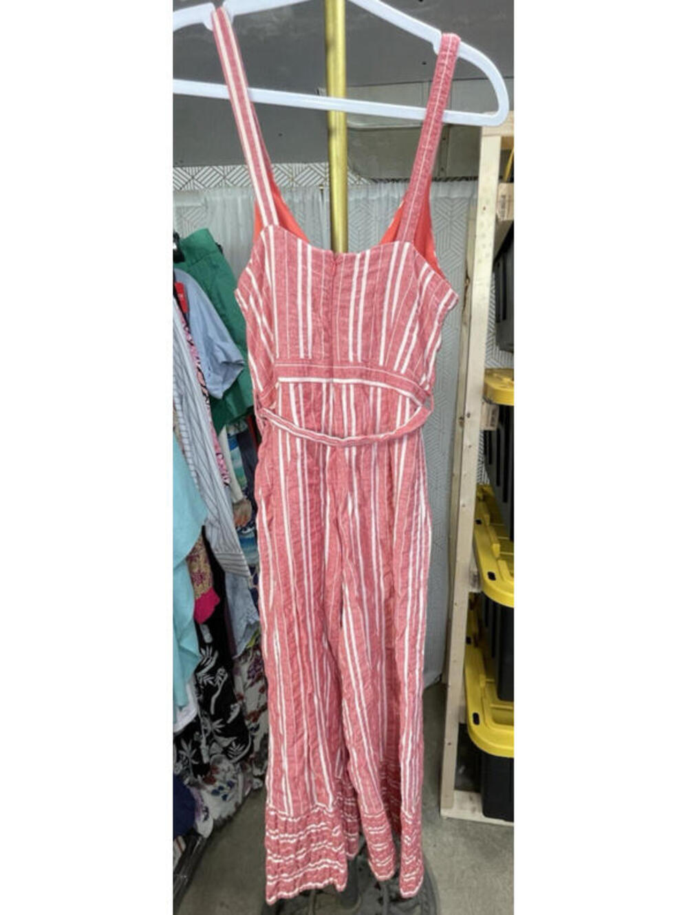 Anthropologie Ett:twa Robin Red Striped Cropped Wide Leg Jumpsuit Romper Size XS - Picture 2 of 7